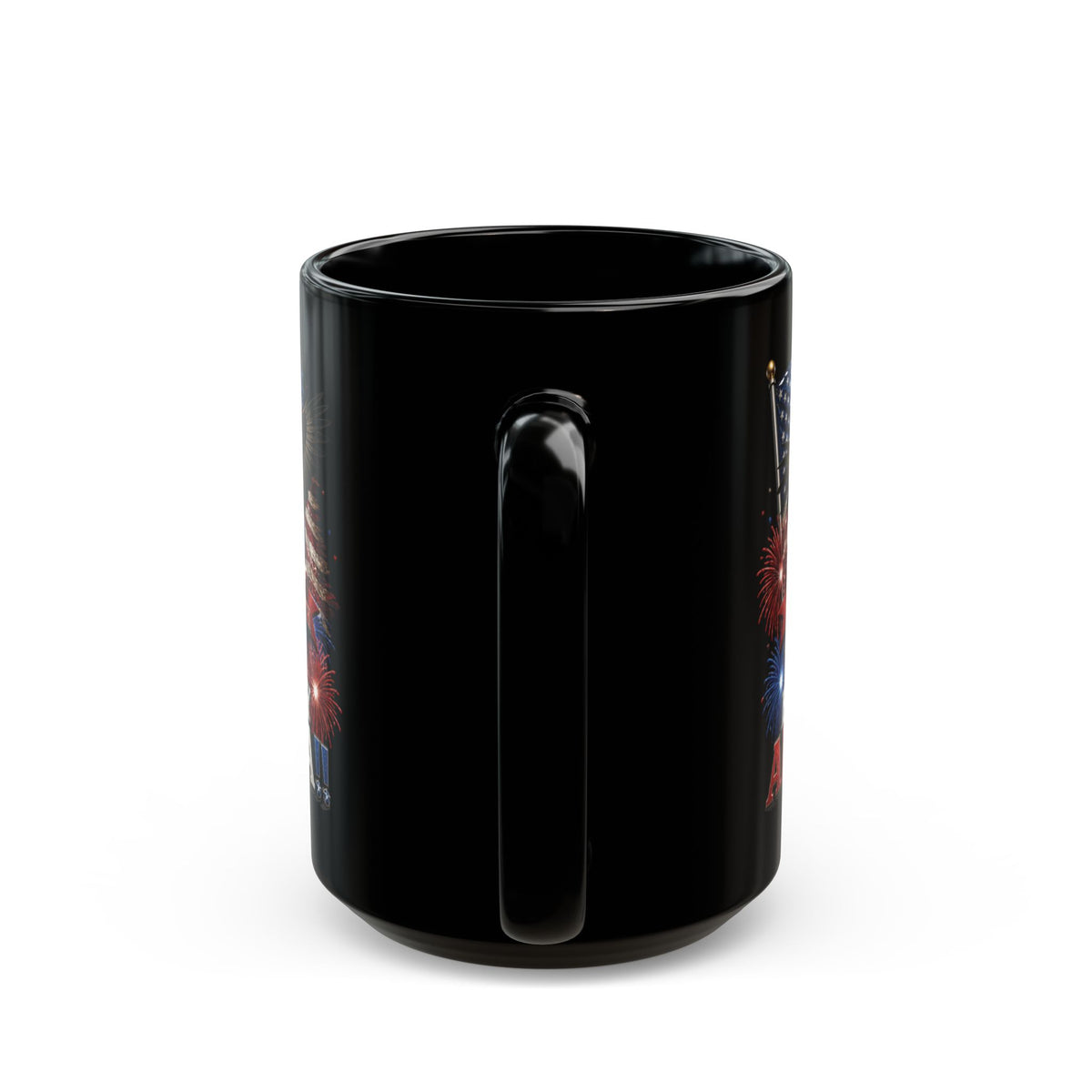 Happy 250th Birthday America Mug | 1776-2026 Patriotic Eagle Flag & Fireworks Black Coffee Cup