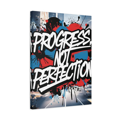 Progress Not Perfection Canvas Wall Art - Motivational Home Decor