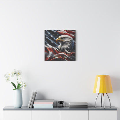 Patriotic Eagle Canvas Wall Art - American Flag Decor - Red White Blue - Gallery Wrapped - 27 Sizes - Veteran Gift