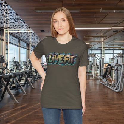 LIVE FIT Graphic Fitness Tee - Motivational Workout T-Shirt - Unisex XS-4XL