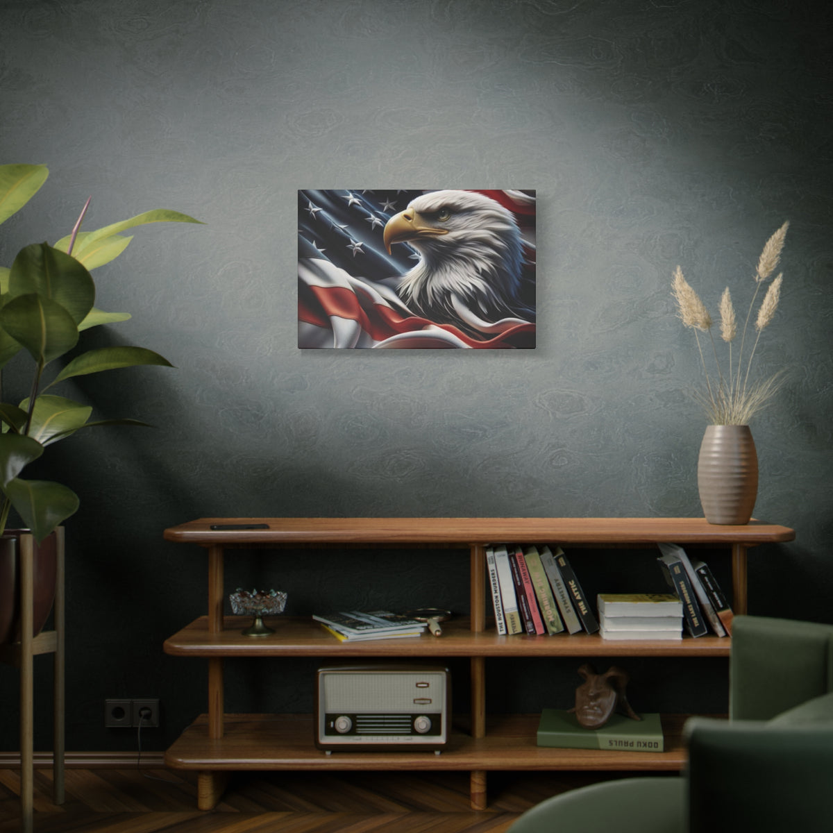 Patriotic Eagle Canvas Wall Art - American Flag Decor - Red White Blue - Gallery Wrapped - 27 Sizes - Veteran Gift