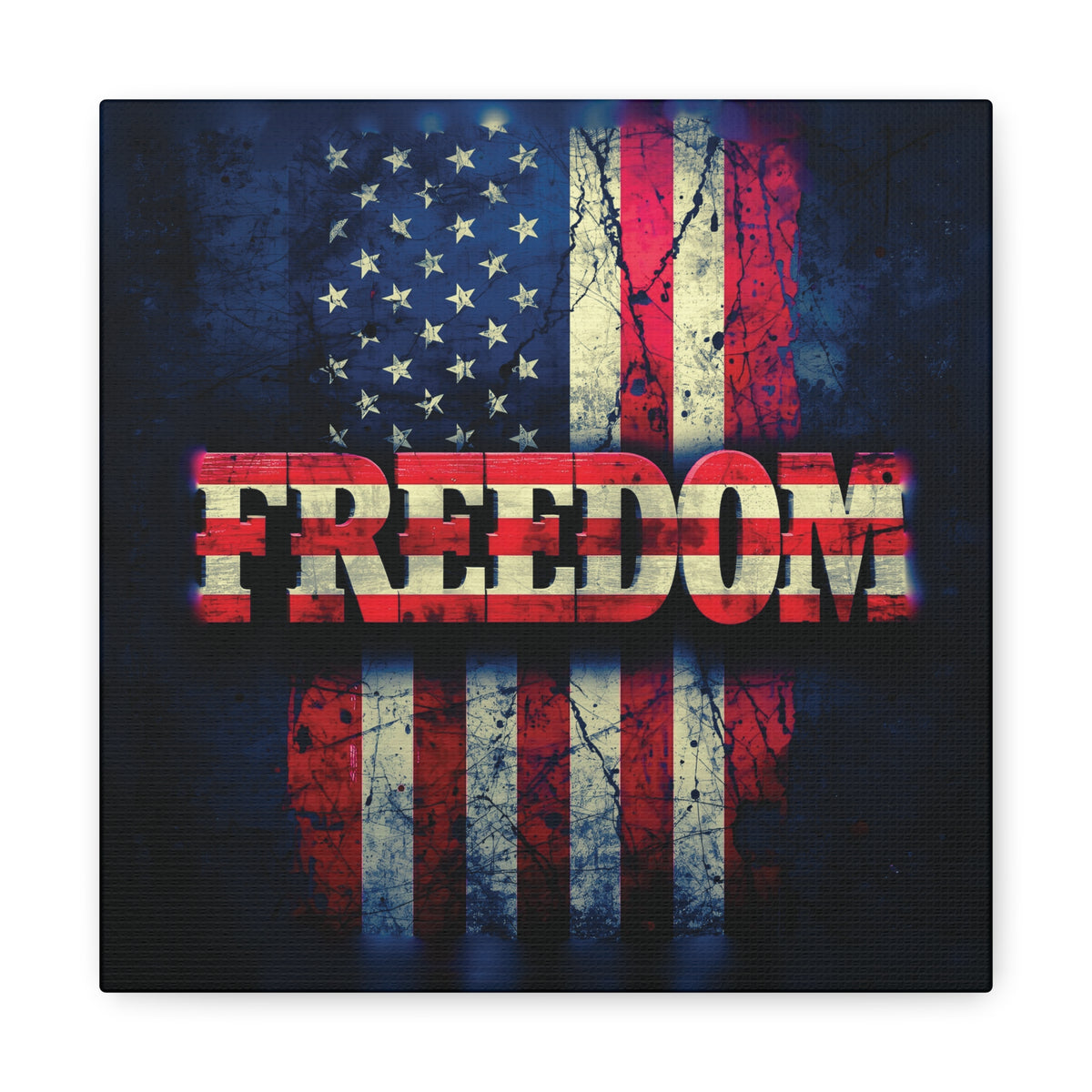 Freedom Canvas Wall Art - Patriotic Vintage American Flag - Gallery Wrapped - Red White Blue - 35 Sizes Available