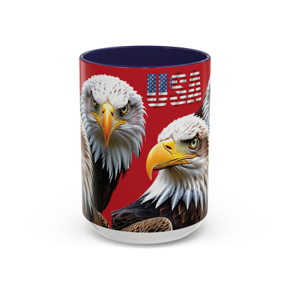 Patriotic Bald Eagle Accent Mug - Red White & Blue - 11oz/15oz - 4 Colors