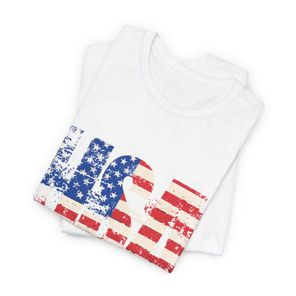 USA Red White Blue - American Flag T-Shirt - Patriotic Unisex Tee - S-3XL