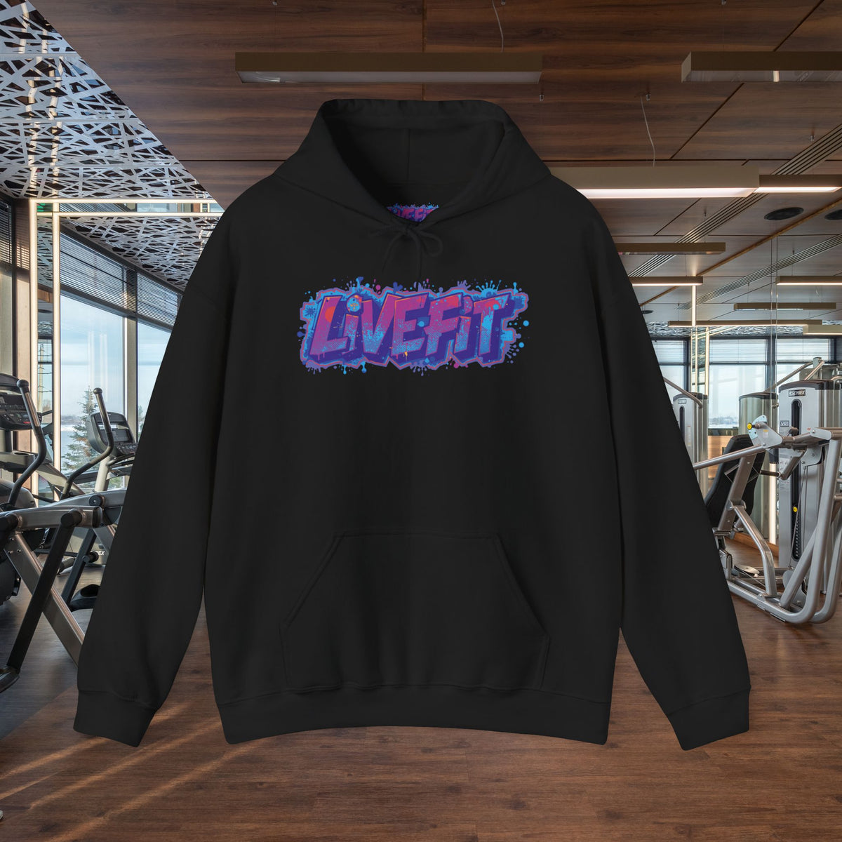 LIVE FIT Hoodie Sweatshirt - Motivational Fitness Pullover - Unisex Gym Hoodie - S-5XL
