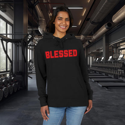 Blessed Hoodie - Red Text - Black Pullover Sweatshirt - Faith Apparel - Unisex XS-3XL