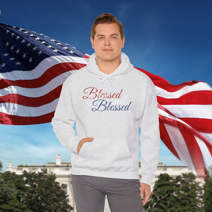 Blessed Hoodie - Patriotic Red White Blue - Unisex Pullover - Front & Back Print - S-5XL