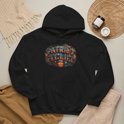 Patriot Fit Life Halloween Pumpkin Haunted House Hoodie - Vintage Spooky Scene