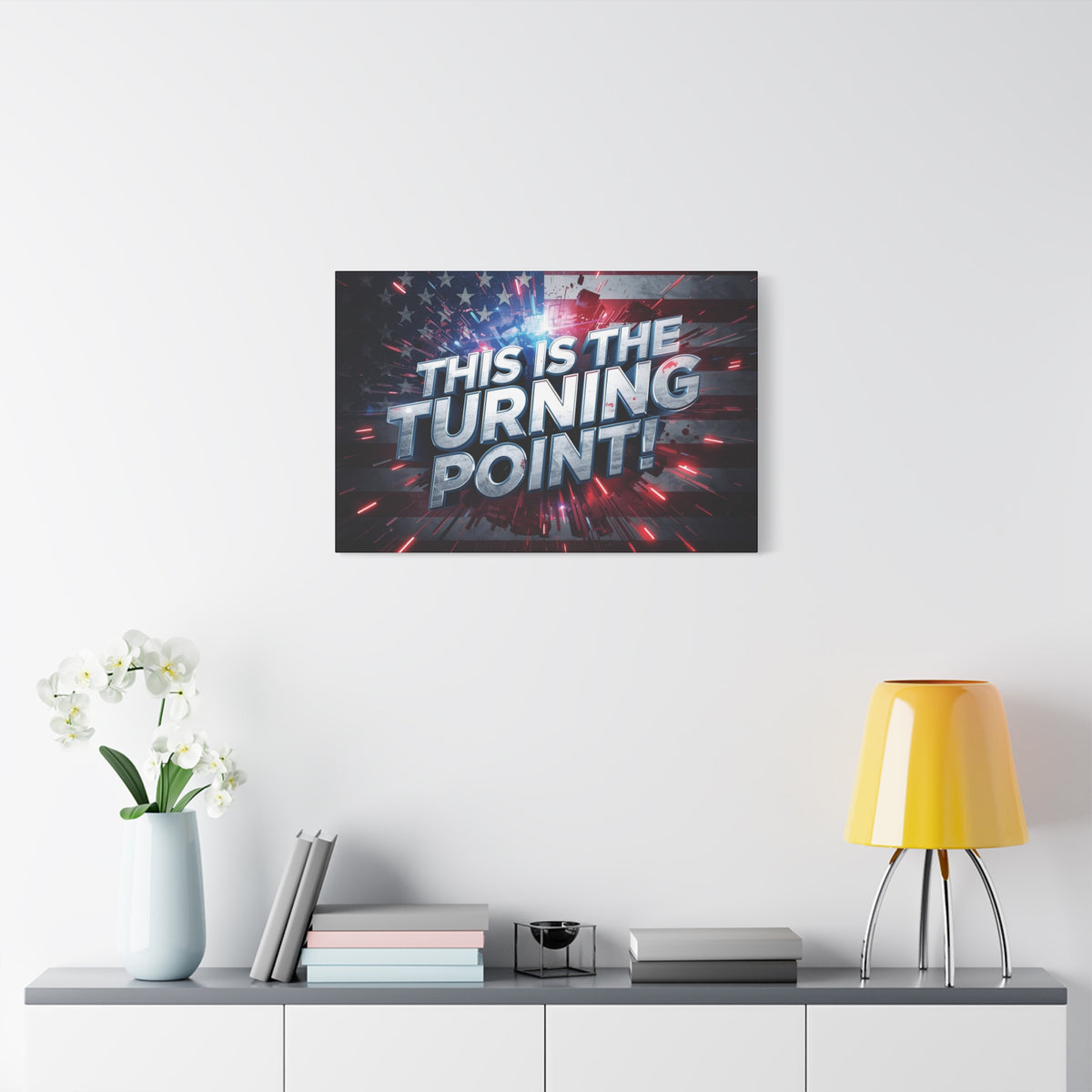 This Is The Turning Point! Canvas Wall Art - Patriotic American Flag - Red White Blue - Motivational Decor - 32 Sizes