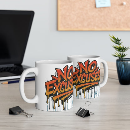 No Excuses! Motivational Mug - Graffiti Design - 11oz/15oz