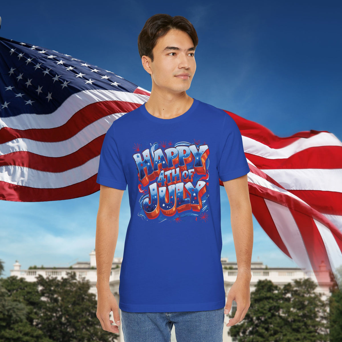 Happy 4th of July T-Shirt - Independence Day Bald Eagle - American Flag Graphic Tee