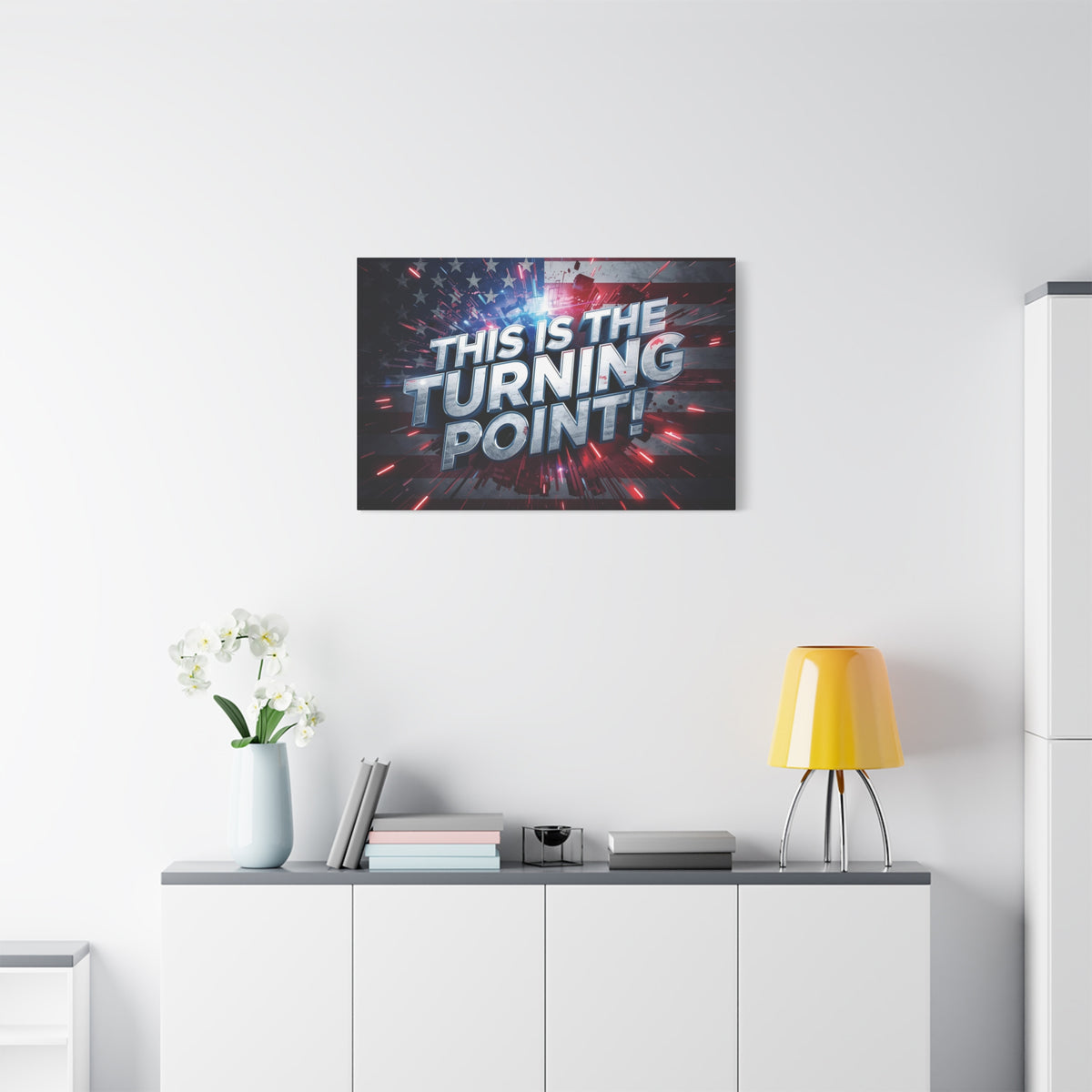 This Is The Turning Point! Canvas Wall Art - Patriotic American Flag - Red White Blue - Motivational Decor - 32 Sizes