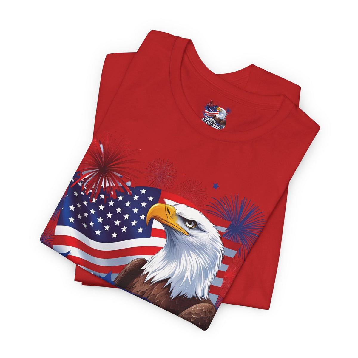 Happy 4th of July Graphic T-Shirt - Patriotic Bald Eagle - American Flag Tee - XS-4XL