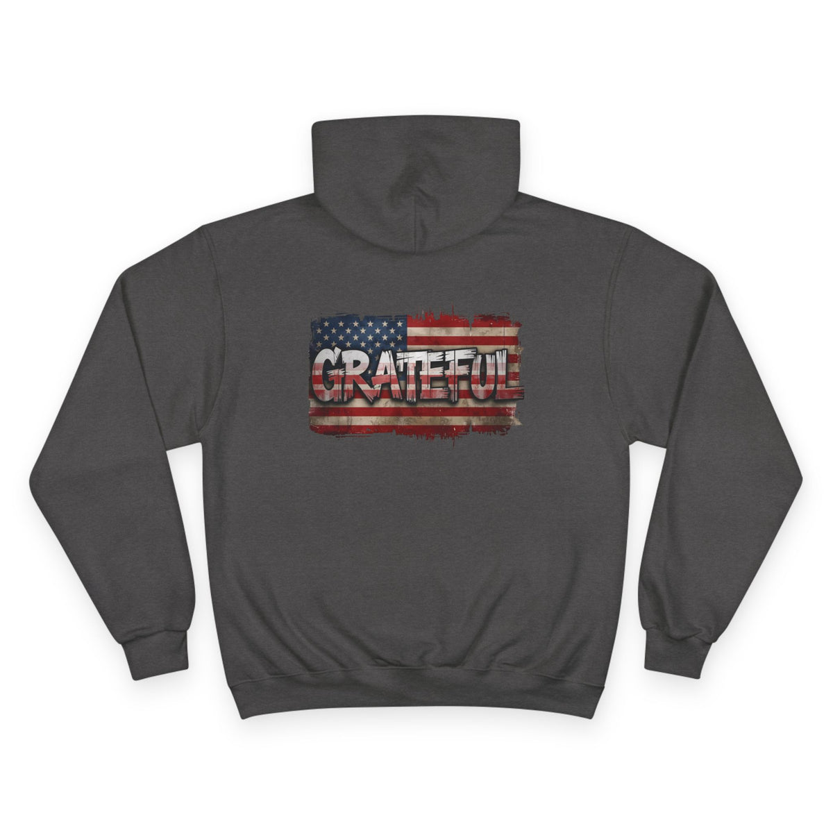 Grateful - Champion Hoodie - Vintage American Flag Design - Red White Blue - Unisex S-3XL