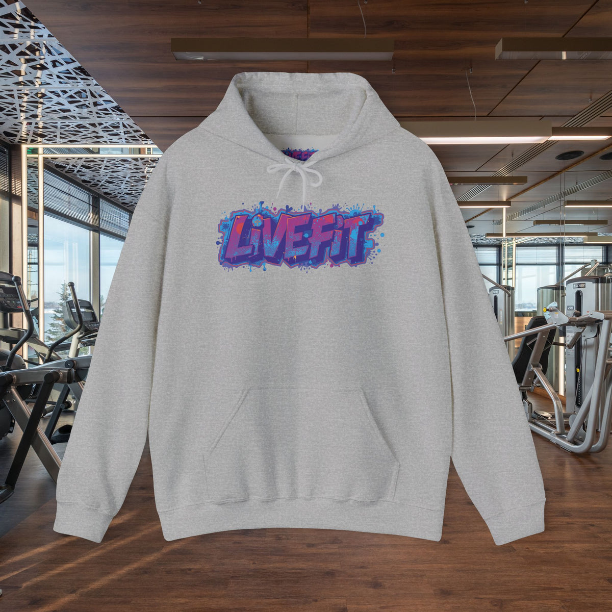 LIVE FIT Hoodie Sweatshirt - Motivational Fitness Pullover - Unisex Gym Hoodie - S-5XL