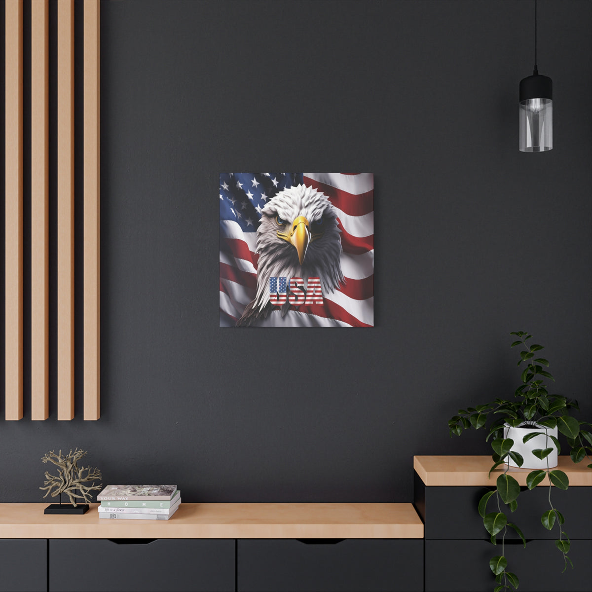 American Eagle Canvas Wall Art - Patriotic Flag Decor - USA Pride