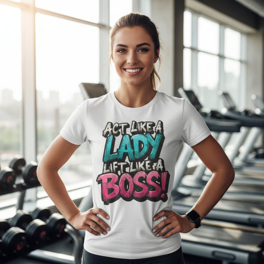 Act Like a Lady Lift Like a Boss - Women's Gym T-Shirt - Empowerment Fitness Tee