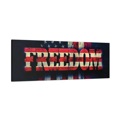 Freedom Canvas Wall Art - Patriotic Vintage American Flag - Gallery Wrapped - Red White Blue - 35 Sizes Available