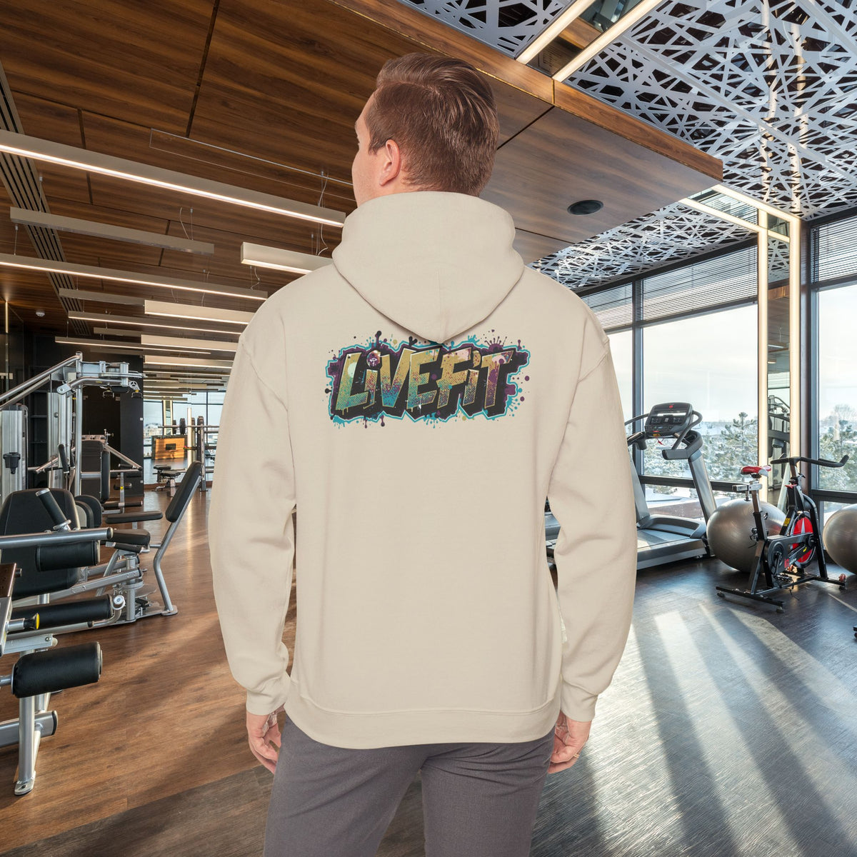 LIVE FIT Hoodie - Unisex Heavy Blend Sweatshirt - Fitness Gym Wear - Workout Apparel - S-5XL