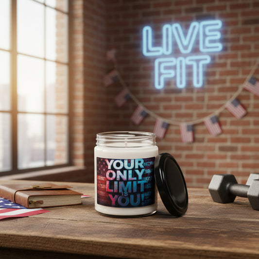 Your Only Limit Is You! Scented Soy Candle - 9oz - Empowering Motivational Gift - Red White Blue - Fitness Inspiration