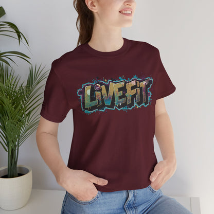 LIVE FIT Graphic Fitness Tee - Motivational Workout T-Shirt - Unisex XS-4XL
