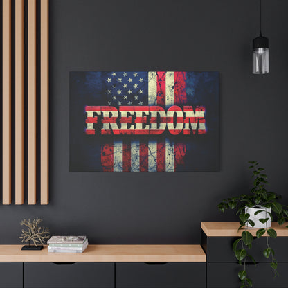 Freedom Canvas Wall Art - Patriotic Vintage American Flag - Gallery Wrapped - Red White Blue - 35 Sizes Available