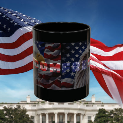 Freedom! Bald Eagle Patriotic Accent Mug - Red White & Blue - 11oz/15oz