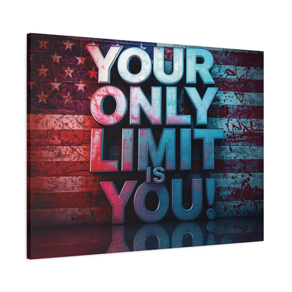 Your Only Limit Is You Canvas Wall Art - Motivational Vintage Flag Decor