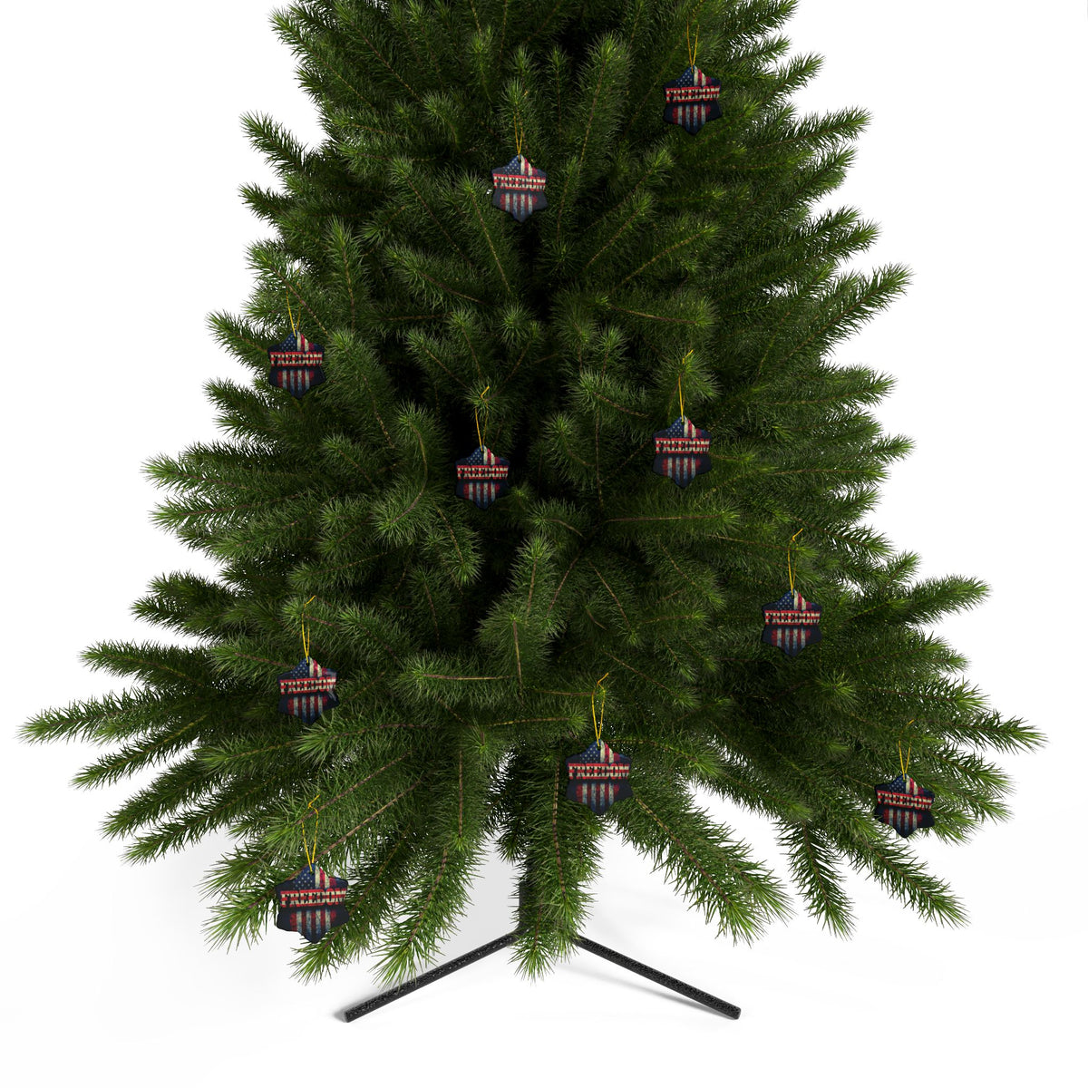 Patriotic Ornaments - Freedom American Flag Design - Red White & Blue - Same Design Both Sides