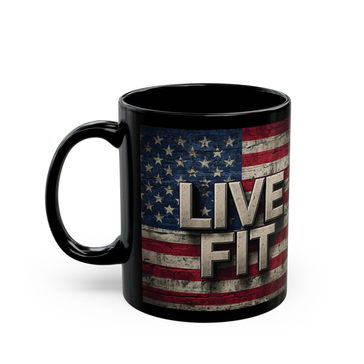 LIVE FIT Vintage American Flag Mug (11oz/15oz)