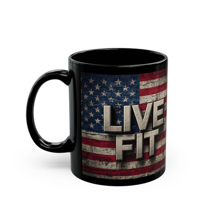 LIVE FIT Vintage American Flag Mug (11oz/15oz)