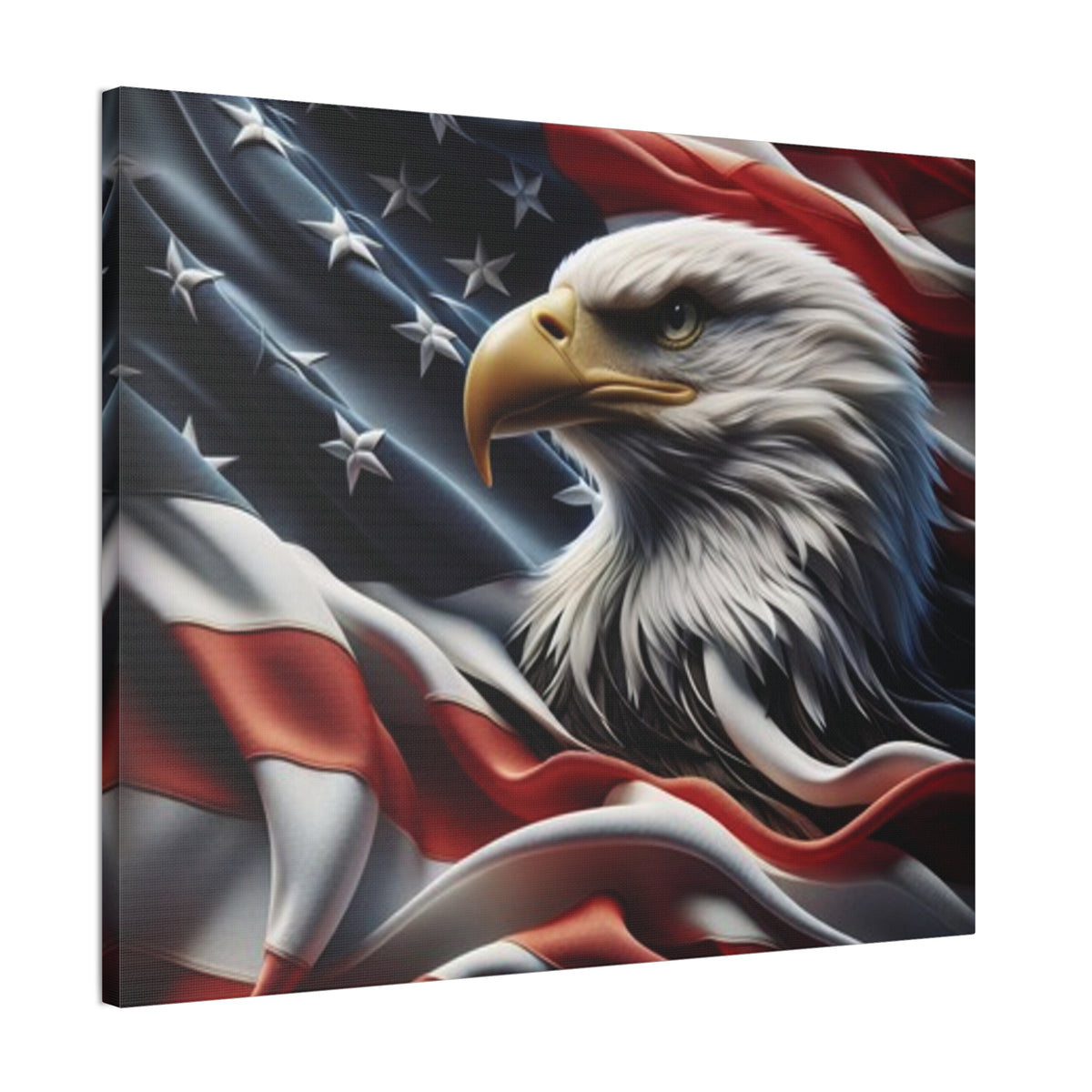 Patriotic Eagle Canvas Wall Art - American Flag Background - USA Decor