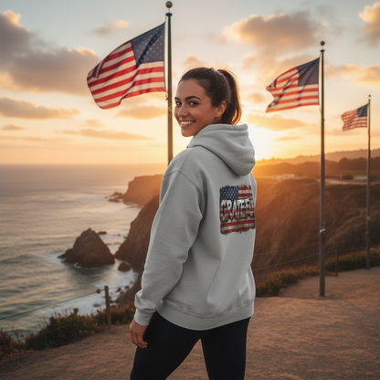 Grateful - Champion Hoodie - Vintage American Flag Design - Red White Blue - Unisex S-3XL