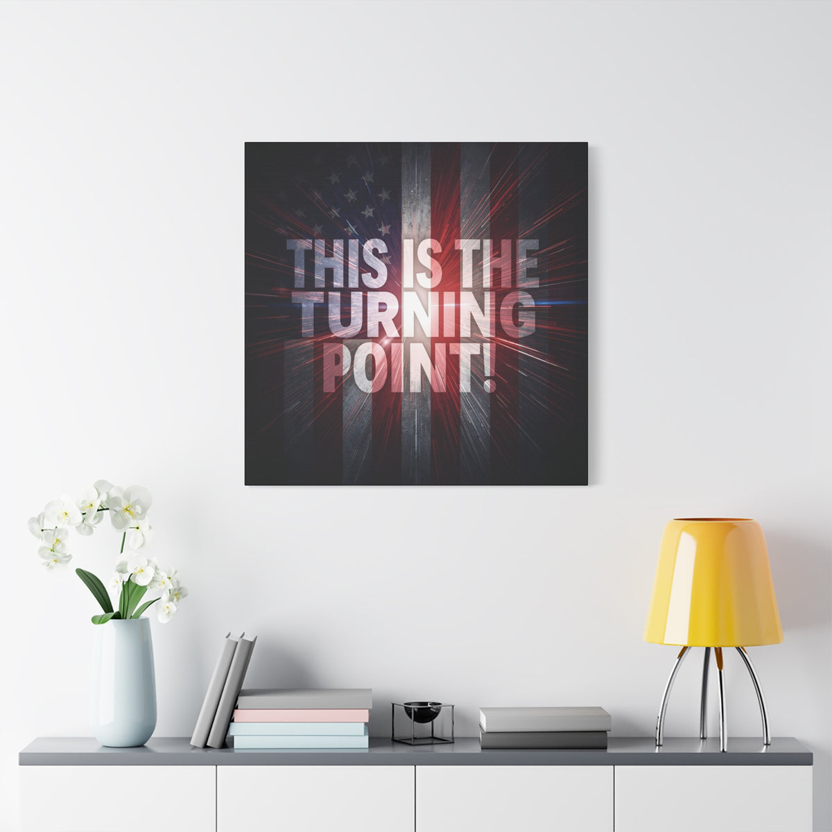 This Is The Turning Point! Canvas Wall Art - Patriotic American Flag - Red White Blue - Motivational Decor - 36 Sizes