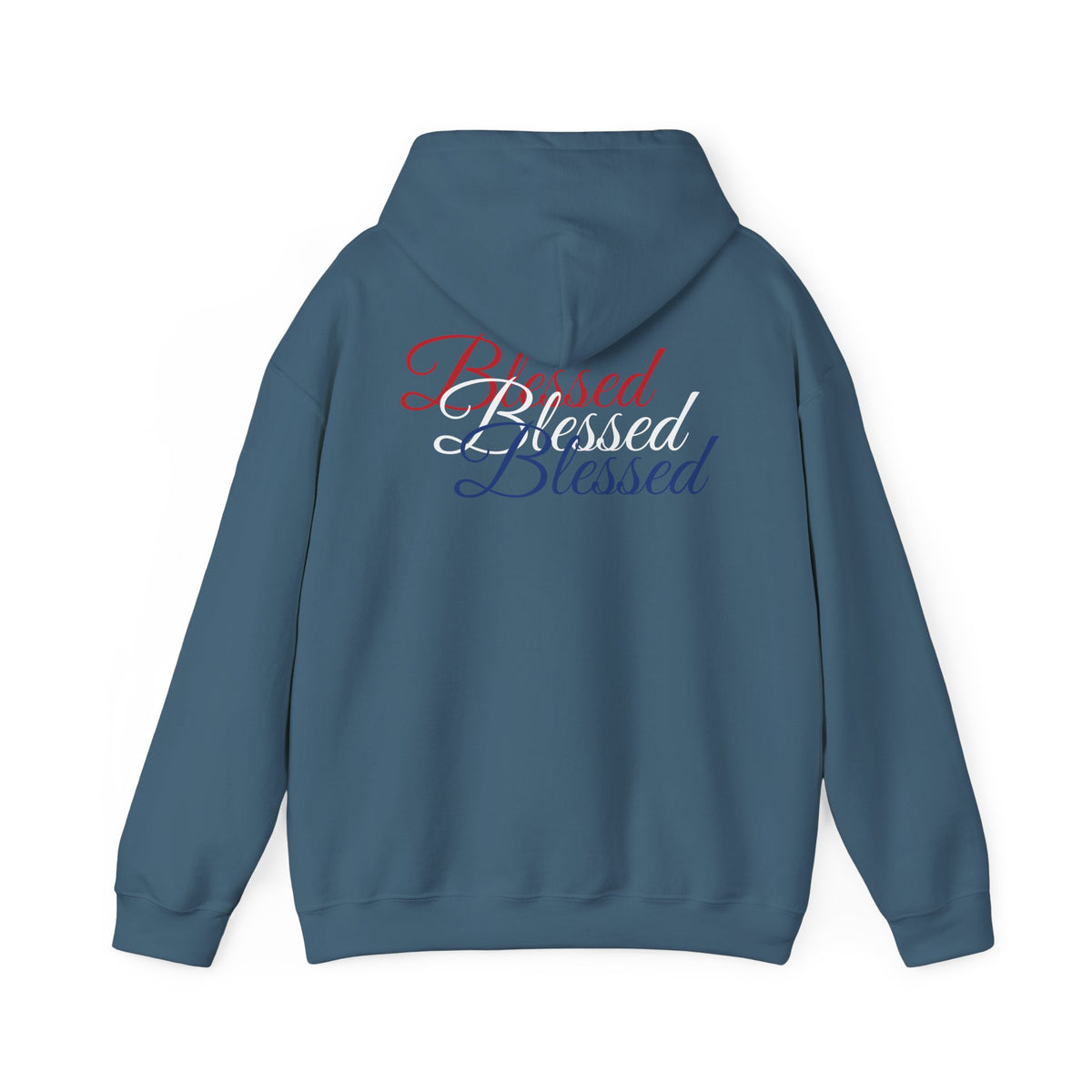 Blessed Hoodie - Patriotic Red White Blue - Unisex Pullover - Front & Back Print - S-5XL