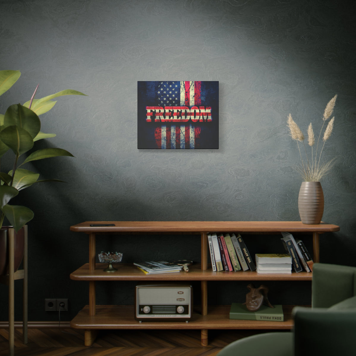Freedom Canvas Wall Art - Patriotic Vintage American Flag - Gallery Wrapped - Red White Blue - 35 Sizes Available