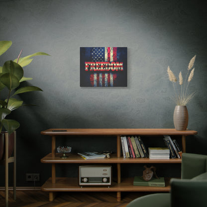 Freedom Canvas Wall Art - Patriotic Vintage American Flag - Gallery Wrapped - Red White Blue - 35 Sizes Available