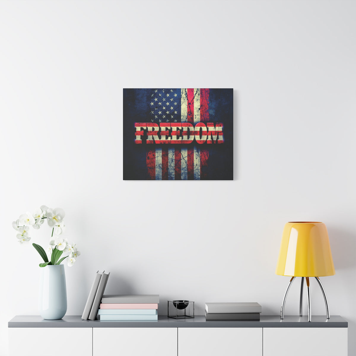 Freedom Canvas Wall Art - Patriotic Vintage American Flag - Gallery Wrapped - Red White Blue - 35 Sizes Available