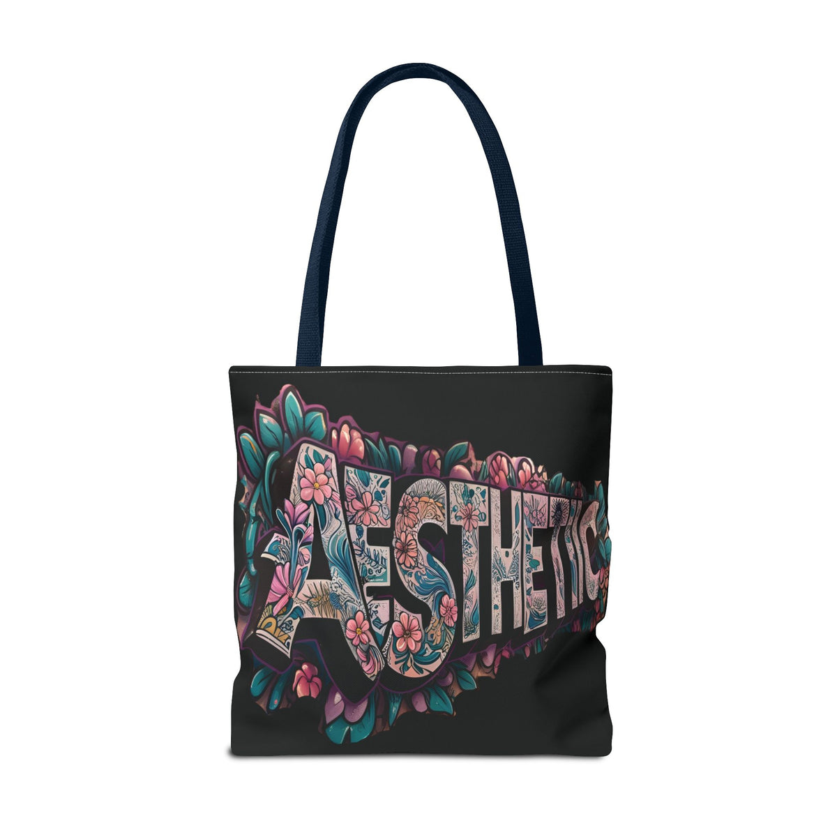 Aesthetic Black Floral Tote Bag - Eco-Friendly Shopping Bag - 3 Sizes