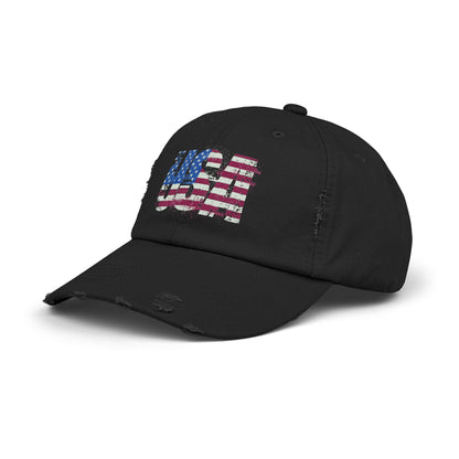 USA Distressed Flag Cap - Unisex Cotton Twill Hat - Patriotic Headwear