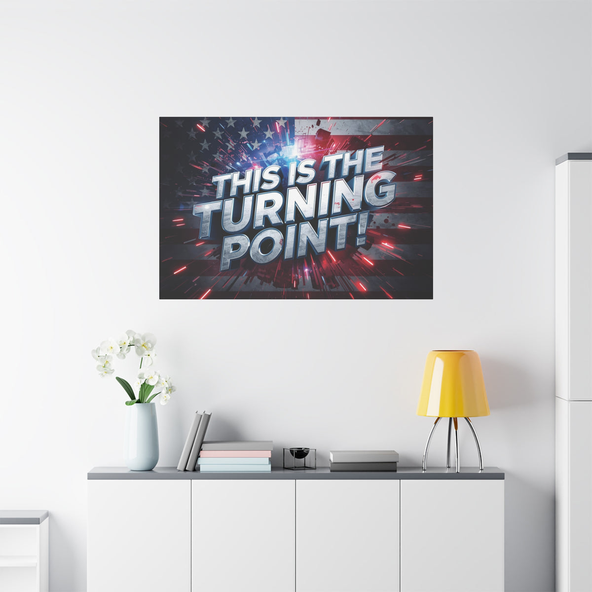This Is The Turning Point! Canvas Wall Art - Patriotic American Flag - Red White Blue - Motivational Decor - 32 Sizes