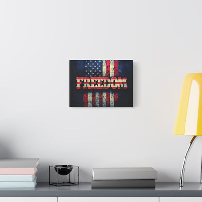Freedom Canvas Wall Art - Patriotic Vintage American Flag - Gallery Wrapped - Red White Blue - 35 Sizes Available