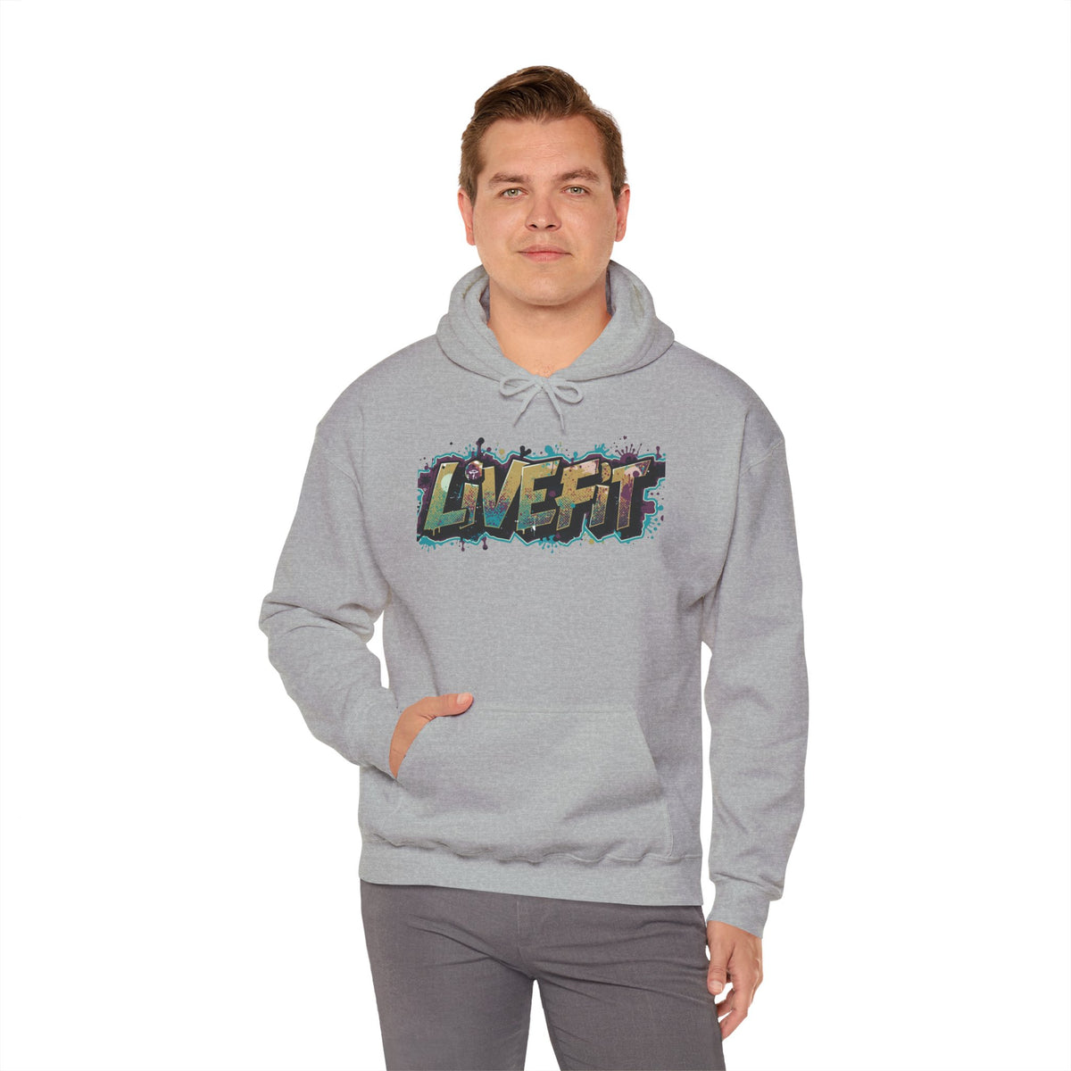 LIVE FIT Hoodie - Unisex Heavy Blend Sweatshirt - Fitness Gym Wear - Workout Apparel - S-5XL
