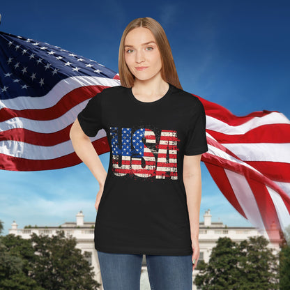 USA Red White Blue - American Flag T-Shirt - Patriotic Unisex Tee - S-3XL