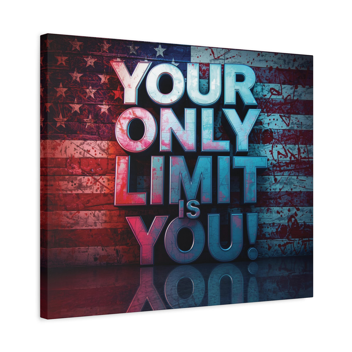 Your Only Limit Is You Canvas Wall Art - Motivational Vintage Flag Decor