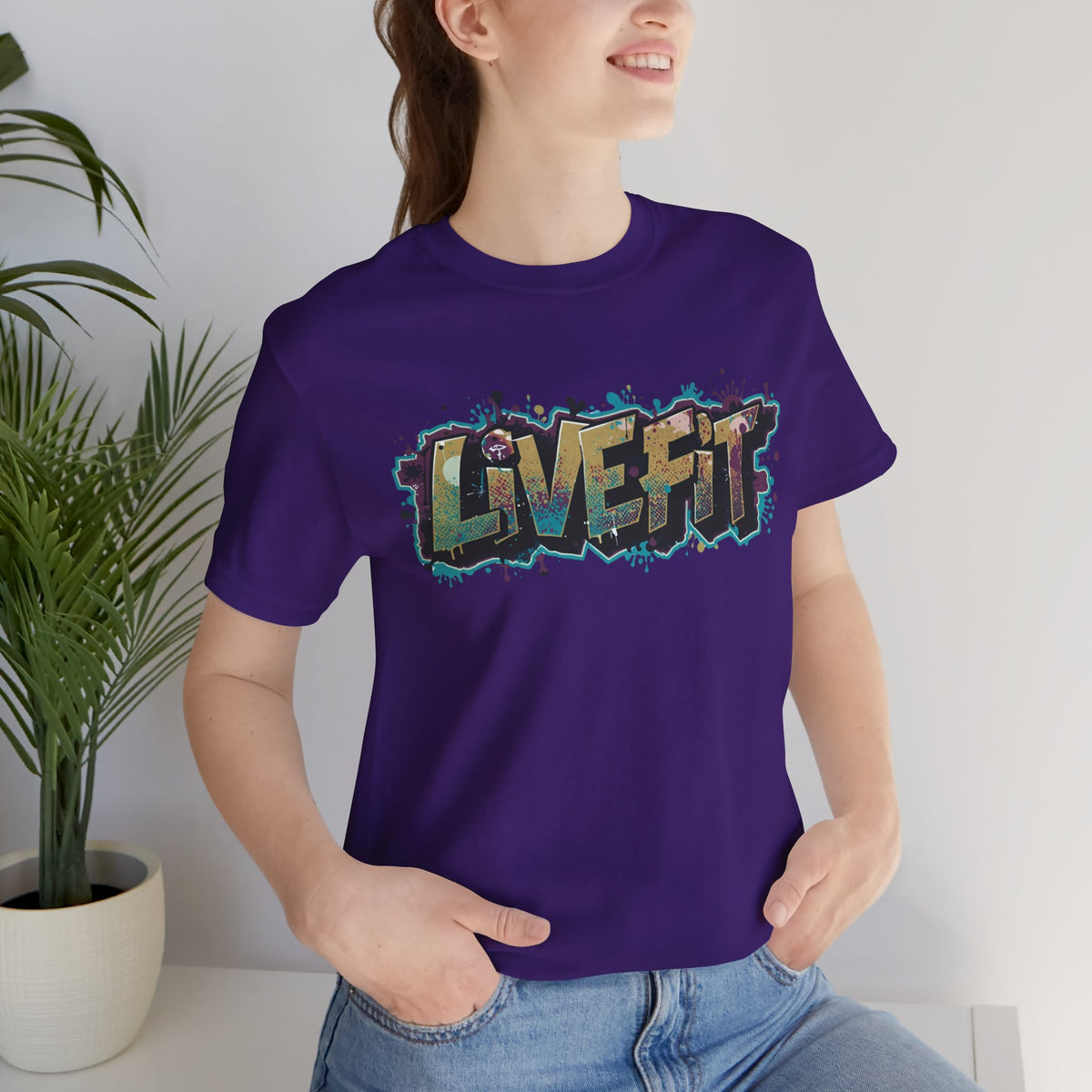 LIVE FIT Graphic Fitness Tee - Motivational Workout T-Shirt - Unisex XS-4XL
