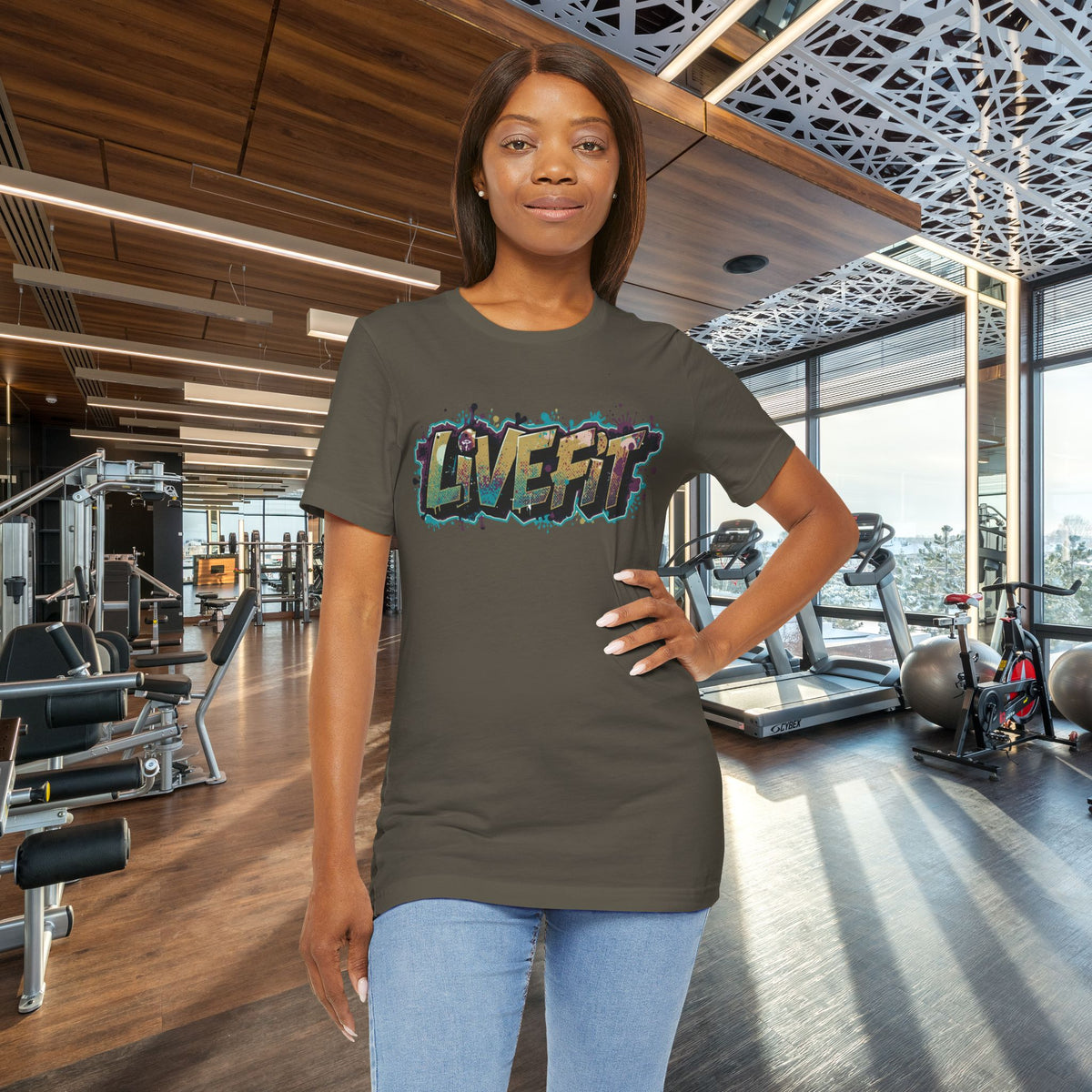 LIVE FIT Graphic Fitness Tee - Motivational Workout T-Shirt - Unisex XS-4XL