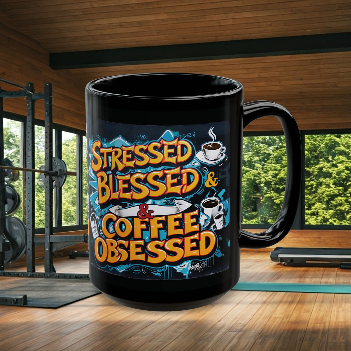 Stressed Blessed & Coffee Obsessed Travel Mug - Insulated - 11oz
