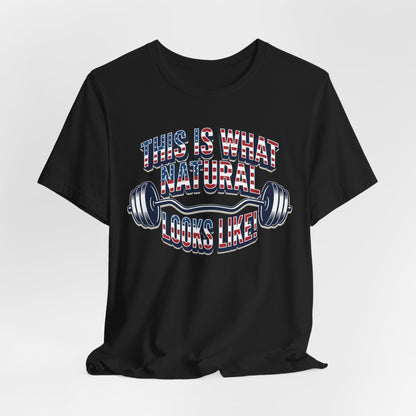 Natural Looks American Flag Gym T-Shirt | Motivational Weightlifting Tee
