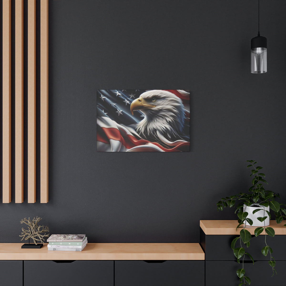 Patriotic Eagle Canvas Wall Art - American Flag Decor - Red White Blue - Gallery Wrapped - 27 Sizes - Veteran Gift
